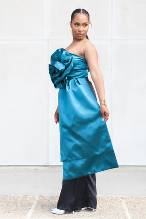 Midnight Emerald Rose Petal Top