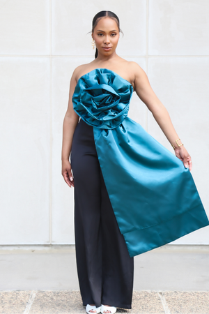 Midnight Emerald Rose Petal Top