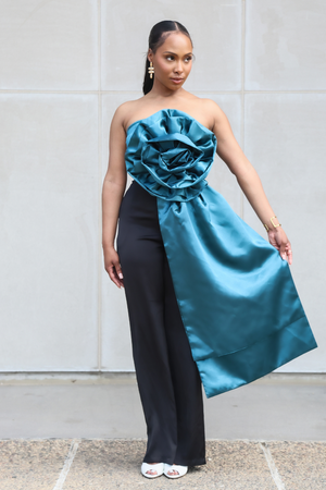 Midnight Emerald Rose Petal Top