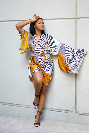 Safari Zebra Satin Kimono Dress