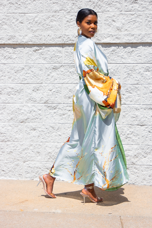 Pure Elegance Seabreeze Satin Kimono