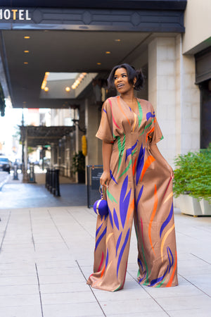 Mocha Swirl Wide Leg Jumpsuit