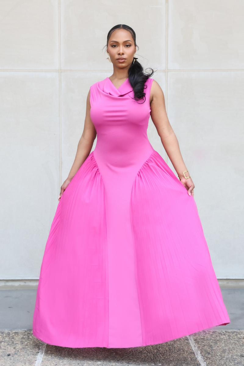 Nairobi Pink Ruffled Maxi Dress