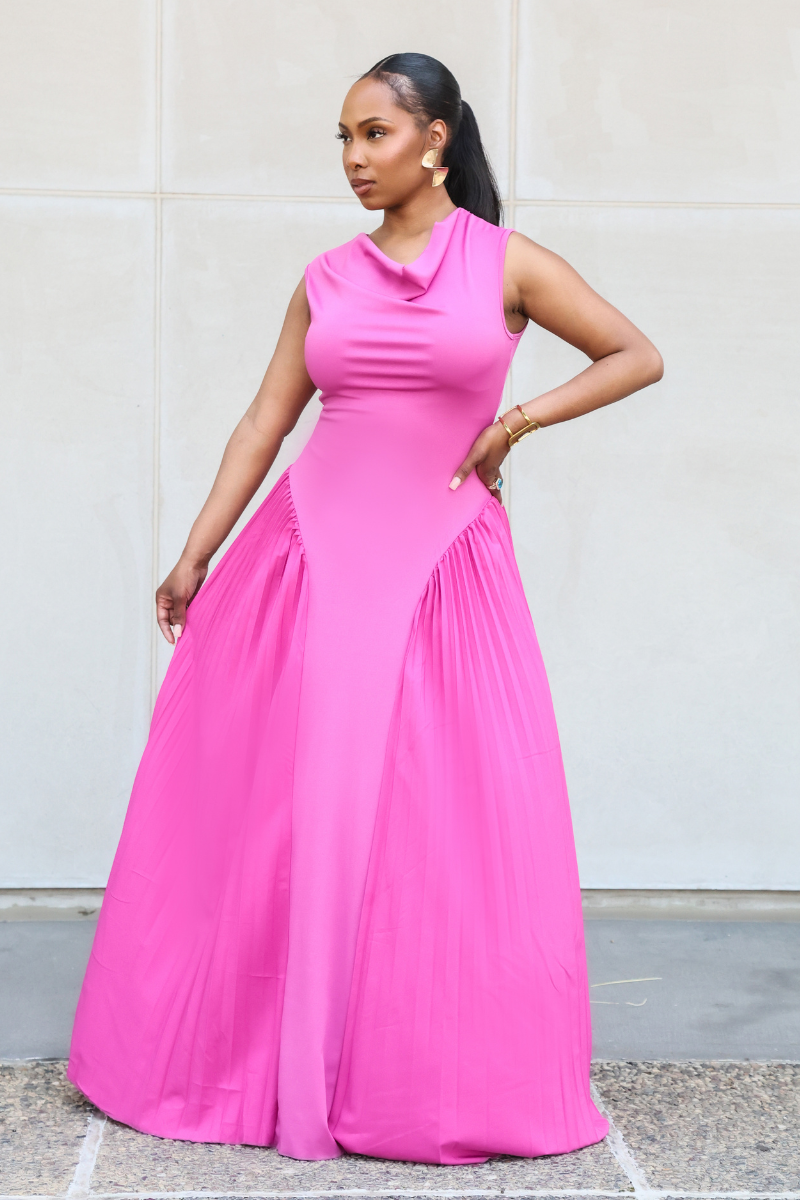 Nairobi Pink Ruffled Maxi Dress