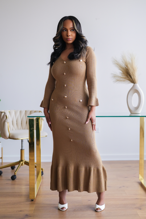 The Chelsea Brown Button Down Dress