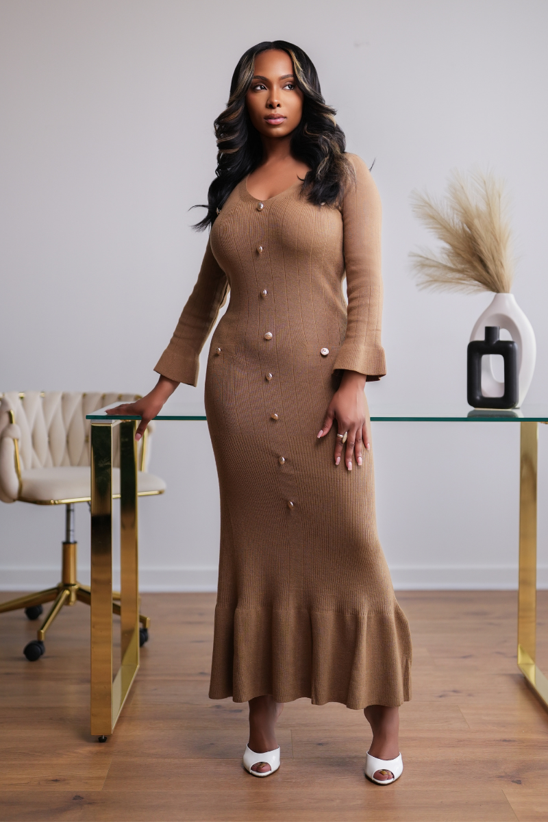 The Chelsea Brown Button Down Dress