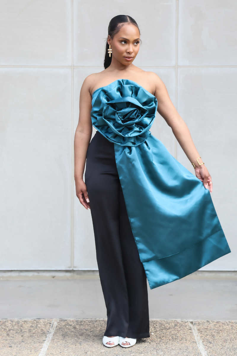 Midnight Emerald Rose Petal Top