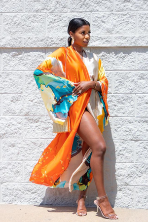 Pure Elegance Beach Satin Kimono