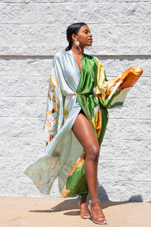 Pure Elegance Seabreeze Satin Kimono