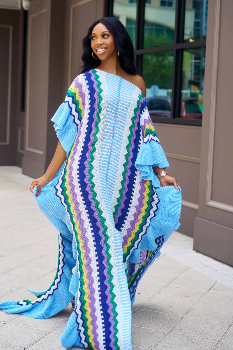 Daisy Pop Ocean Wave Sweater Dress