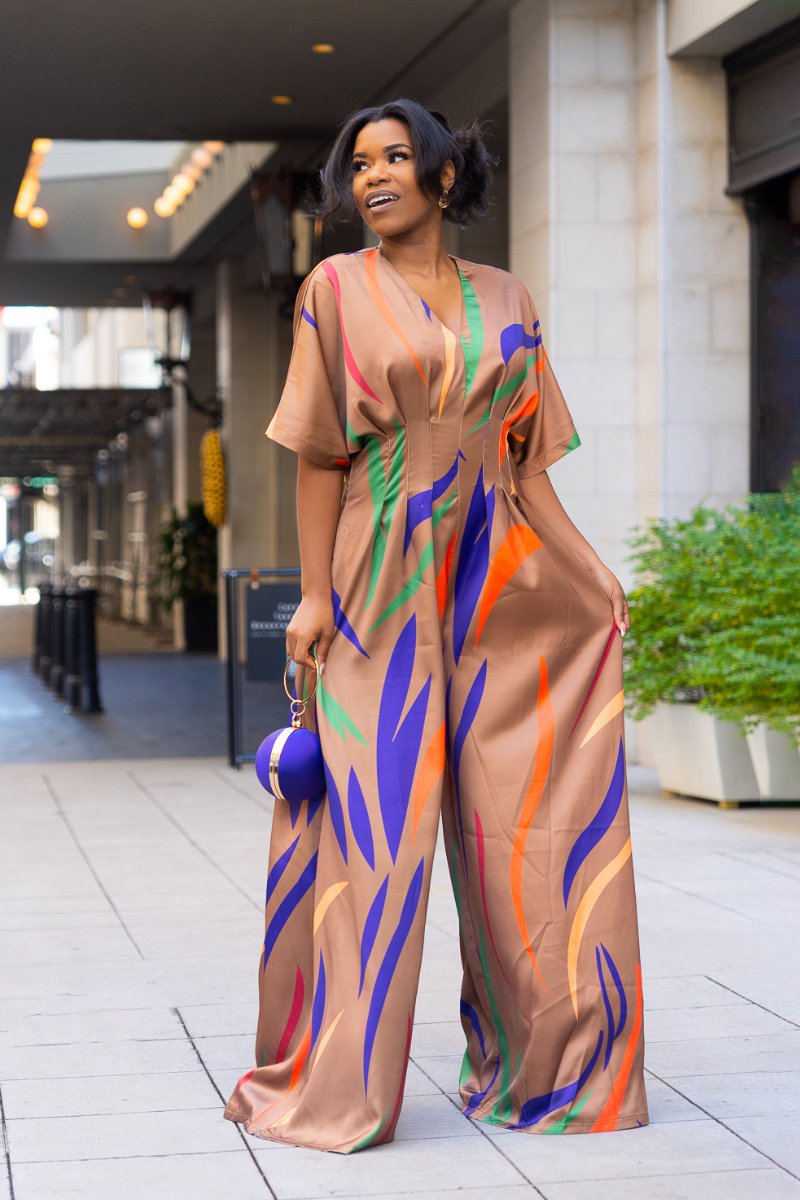 Mocha Swirl Wide Leg Jumpsuit
