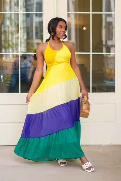 Colourful top maxi dress
