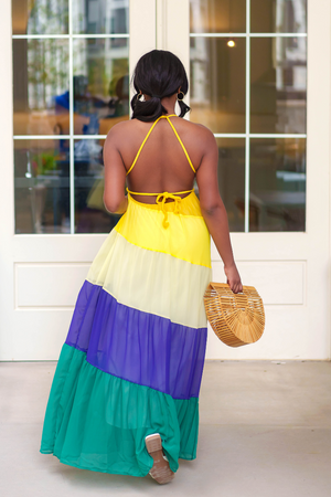 Rainbow Summer Maxi Dress Yellow